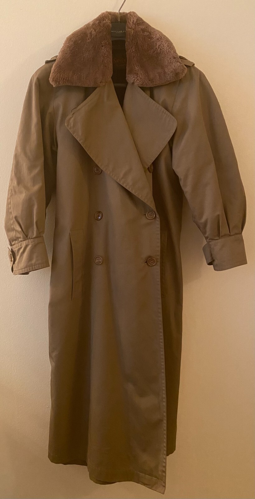 Yves Saint Laurent Collection Trench Coat with fur lining 1980s VTG