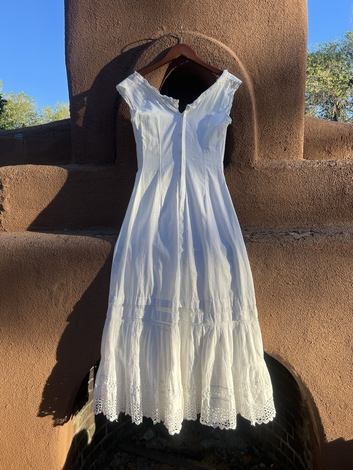Antique Edwardian White Cotton Princess Slip
