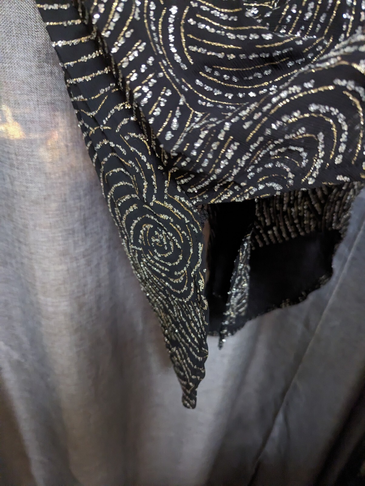 Vintage Metal Glitter Disco 80s Francine Browner USA Glass Button Down Blouse
