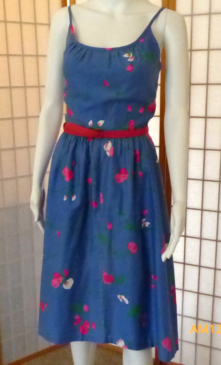 VINTAGE 1970s POLISHED COTTON SPAGHETTI STRAP BRA HAWAIIAN SUNDRESS by MALIA