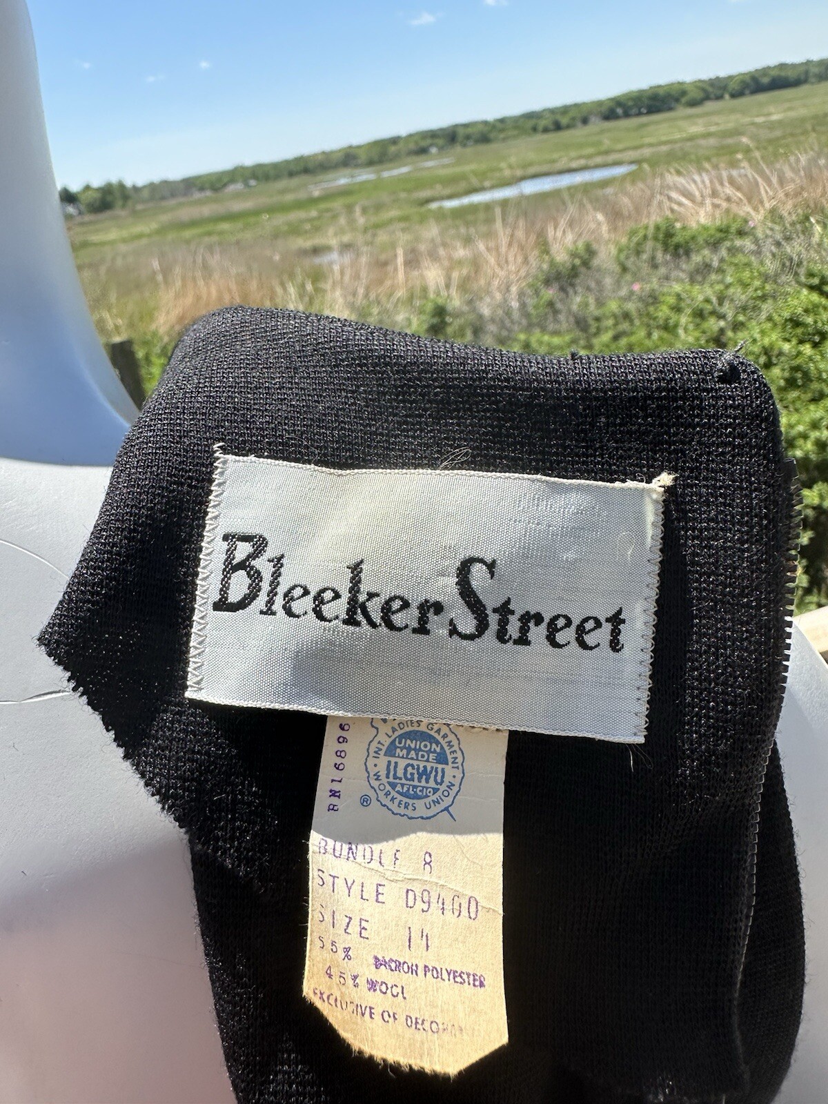 1960s Bleeker Street dress black cocktail shift gold trim 70s size 14 classic