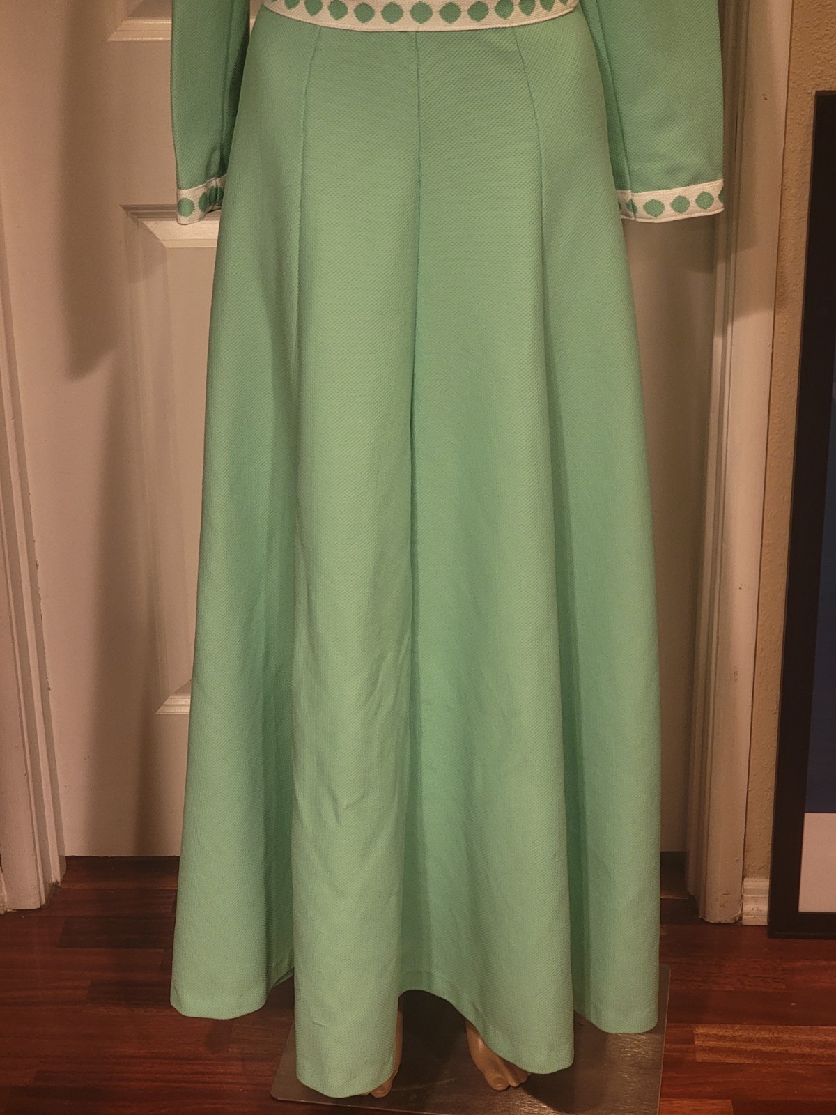 VTG 70s Shady Lane Jonathan Logan Green Mod Knit Maxi Dress