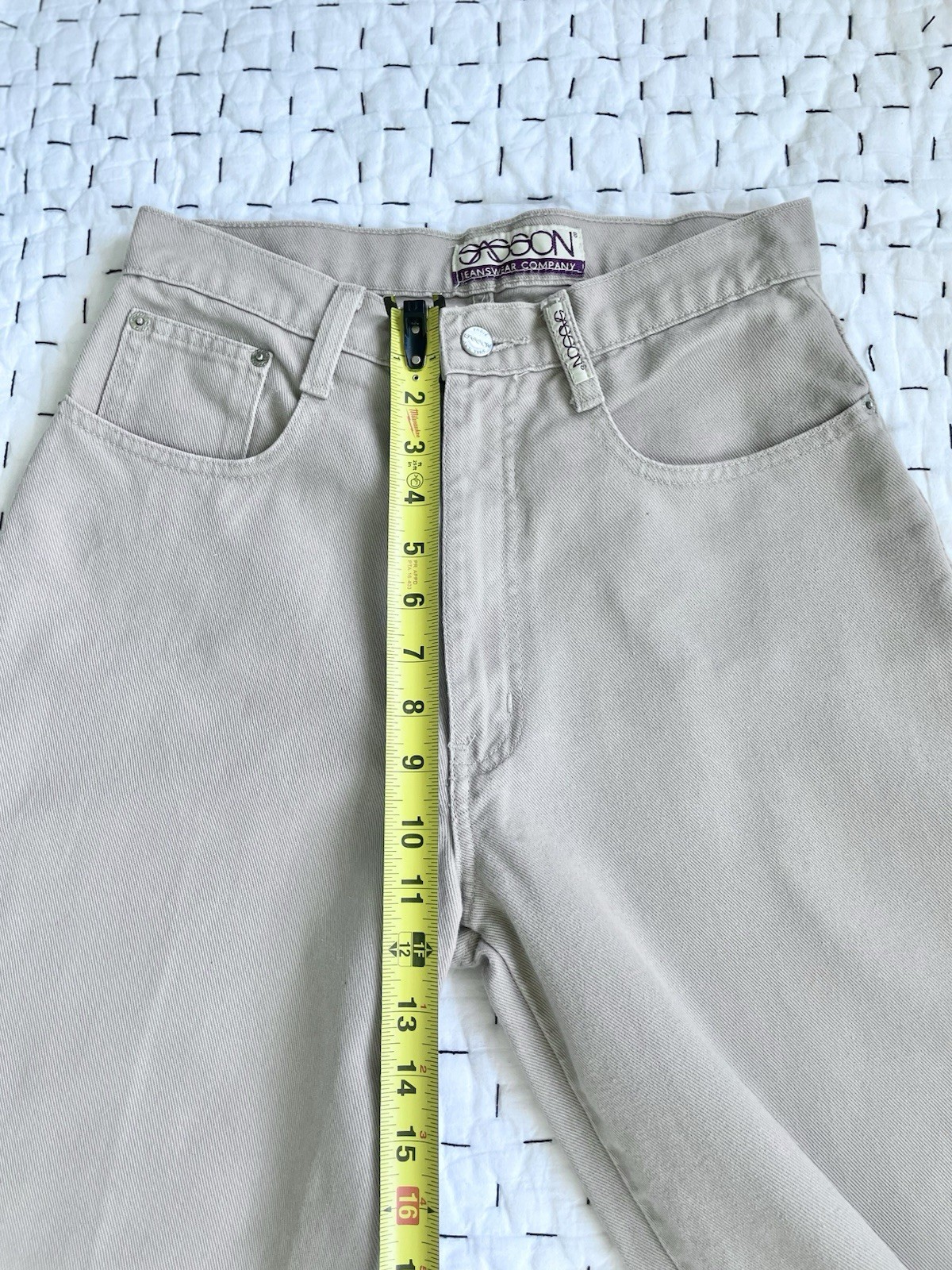 Vintage 28 X 30 Jeans Wide Leg High Waist 80s 90s Taupe Stone Sasson VGUC