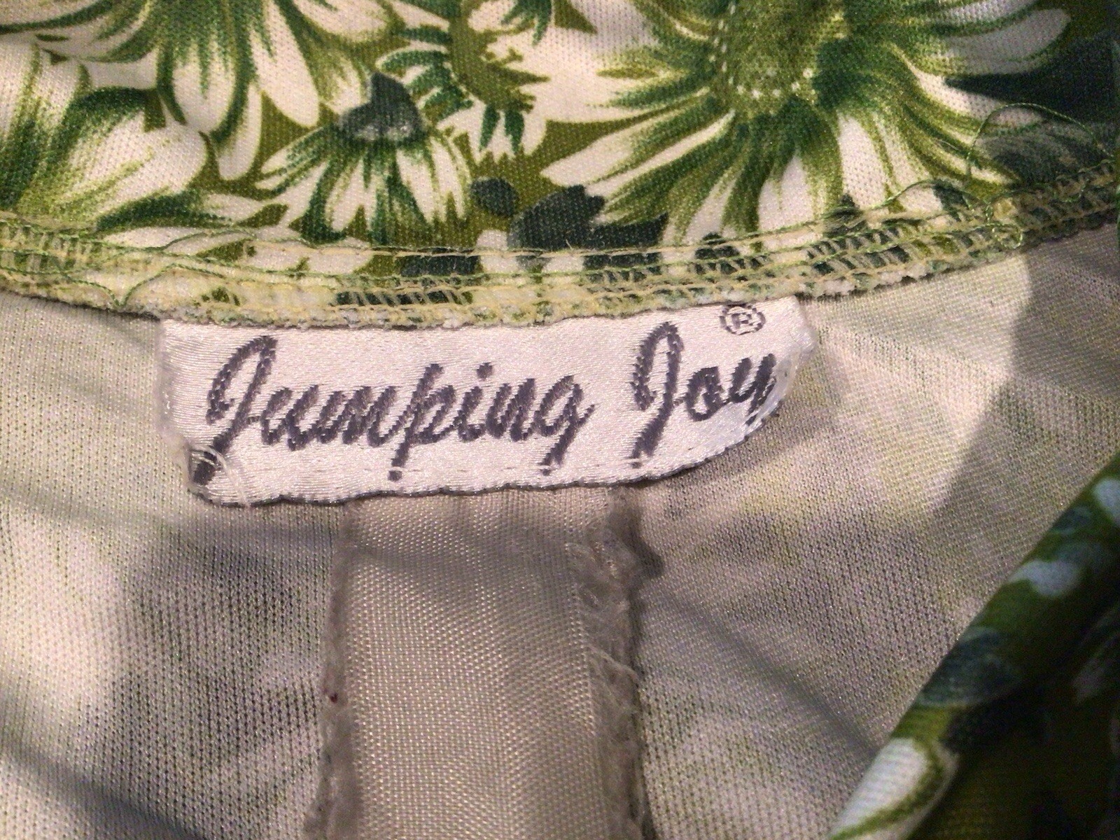 Vintage Y2K Jumping Joy Green Floral Flower Power Crop Button Front Shirt Top