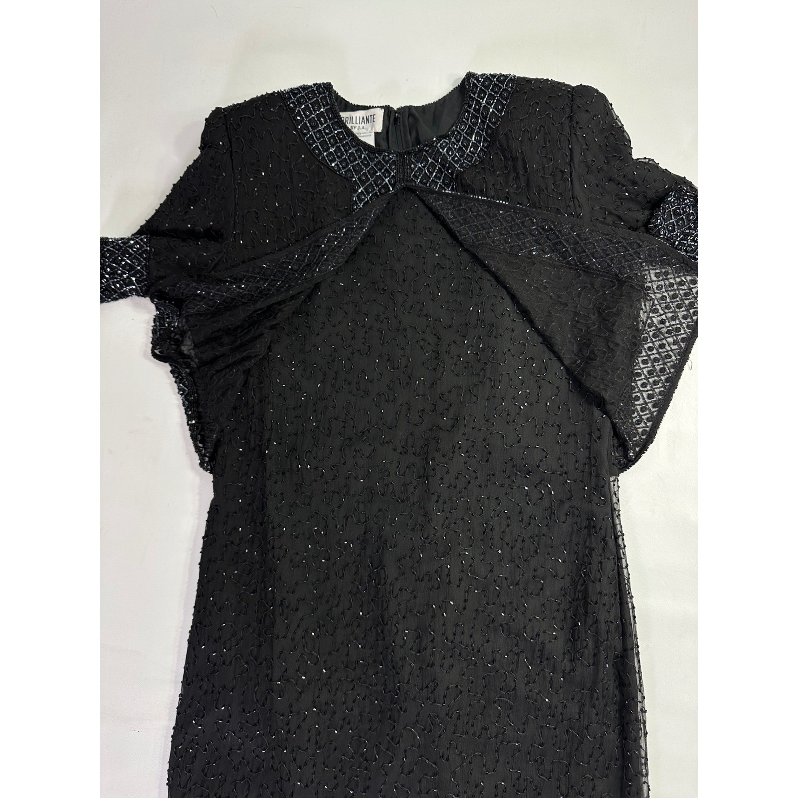 Brilliante by JA Black 100% Silk Beaded Maxi Dress Vintage 90s Formal Gown Sz M