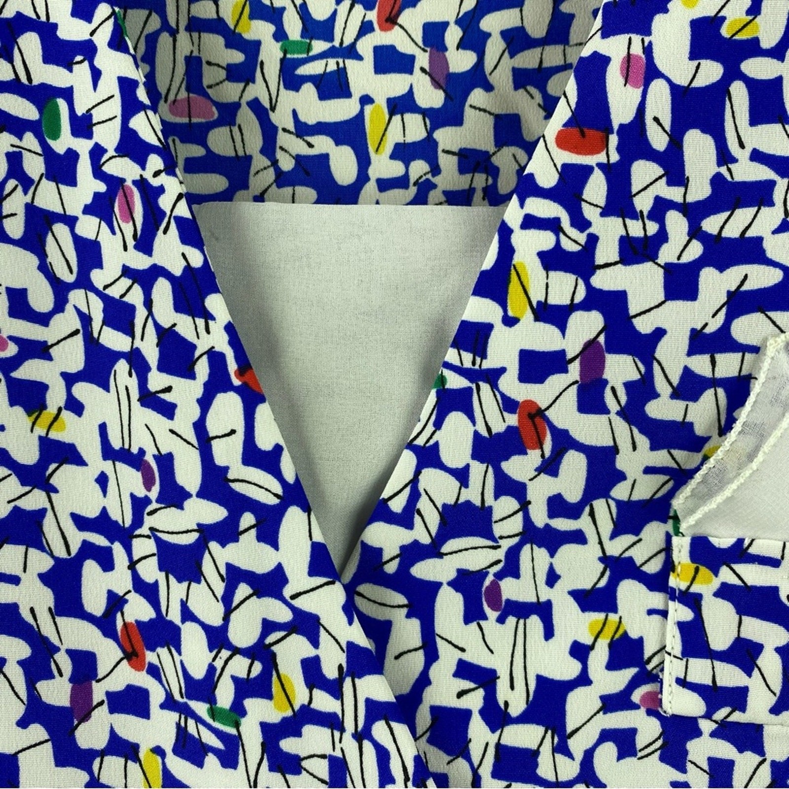 Vintage Short Sleeve Drop Waist Midi Dress Size 12 Blue White 80’s
