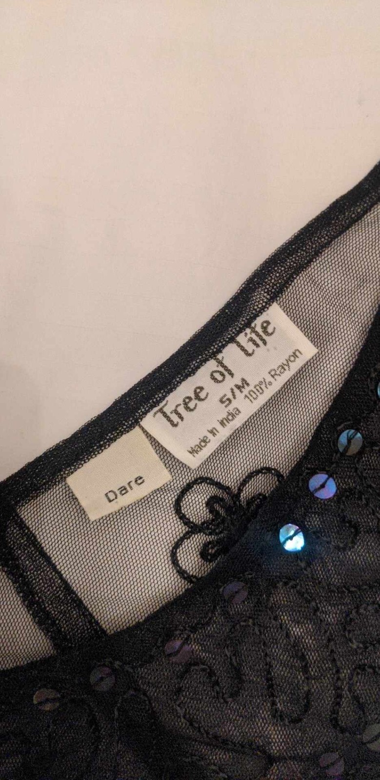 Black lace Mini Dress see through „Tree of Life” Floral Design Sexy Embroidery