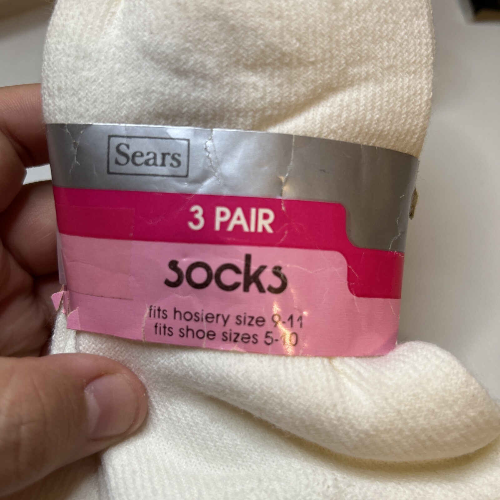 VTG 3 Pack Socks Sears 80s 9-11 Ankle Tennis Orlon Acrylic Nylon Womens NOS 90s.