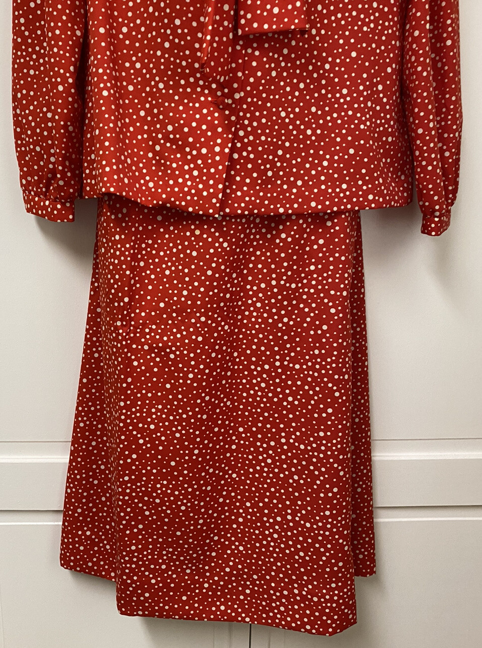 Vintage Young Traditions Red & White Tie Shirt & Wrap Secretary Greek Skirt 10
