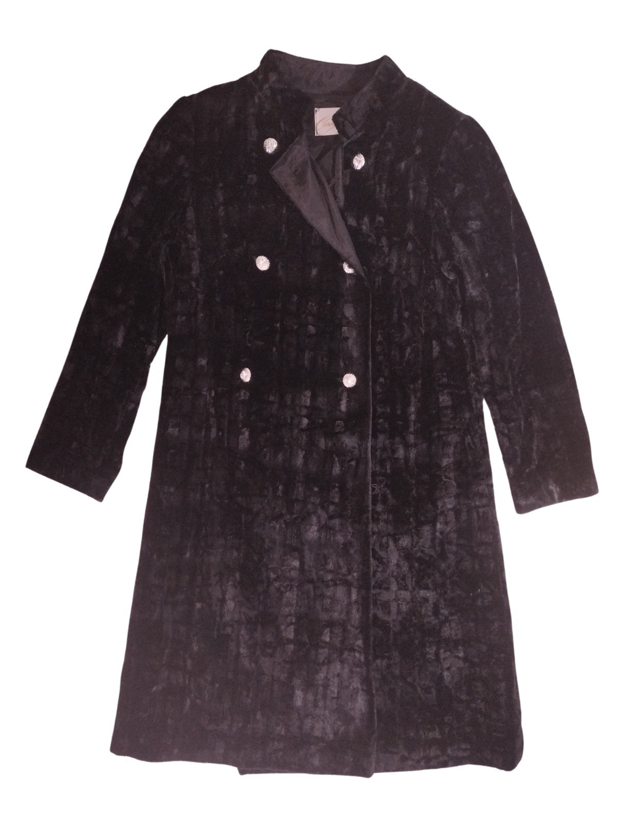 VTG 1950s 1960s Carol Craig Black Crushed Velvet Coat Womens S M Mod Gothic