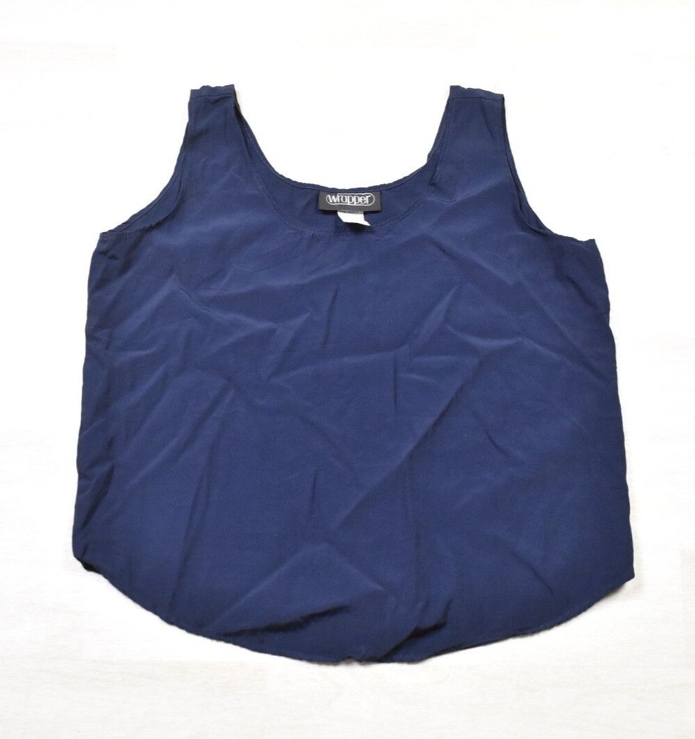 90s Wrapper Tank Top Camisole Womens Navy Blue Size Large VTG