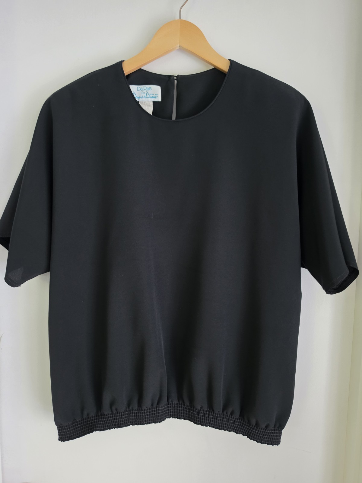Da-Rue For Drapers & Damons Vintage 80s Black Professional SS Blouse Size 16 EUC