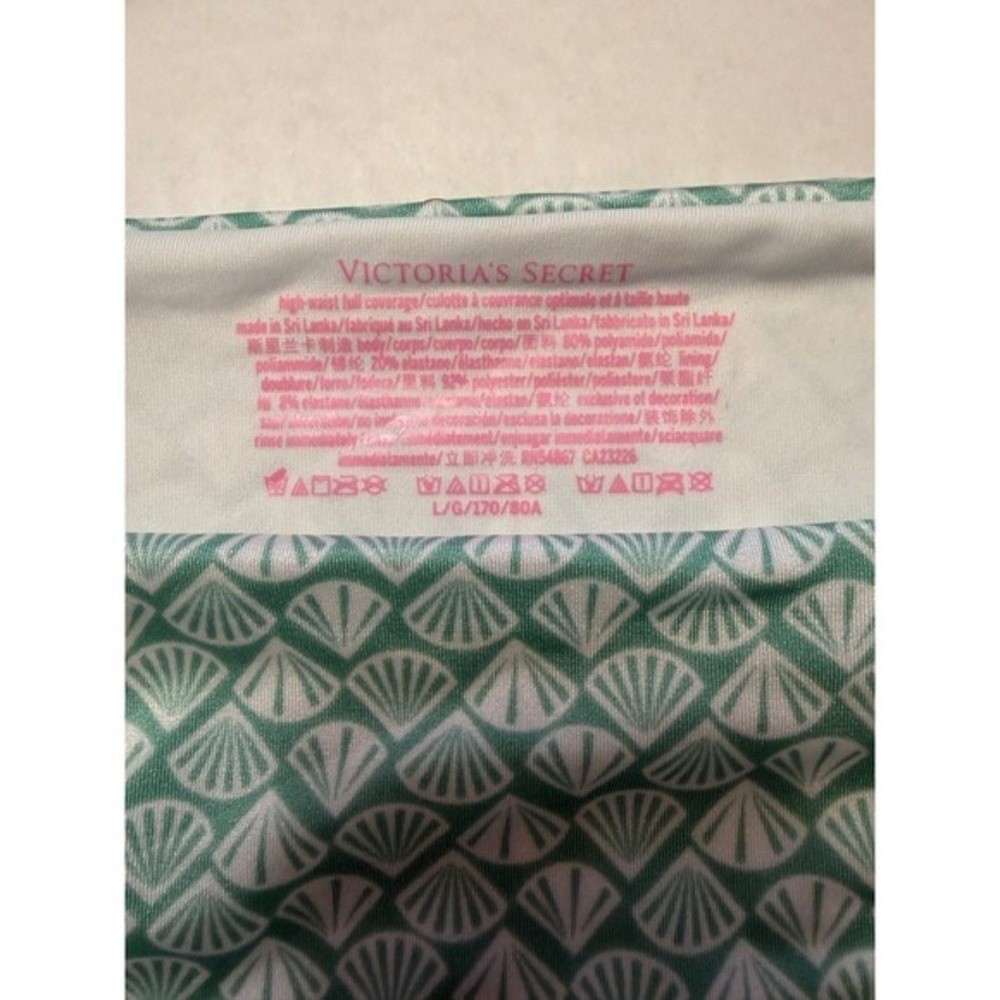 Victoria’s Secret Bikini Set Top XL Bottom L -Mint Green Seashell High Waist New