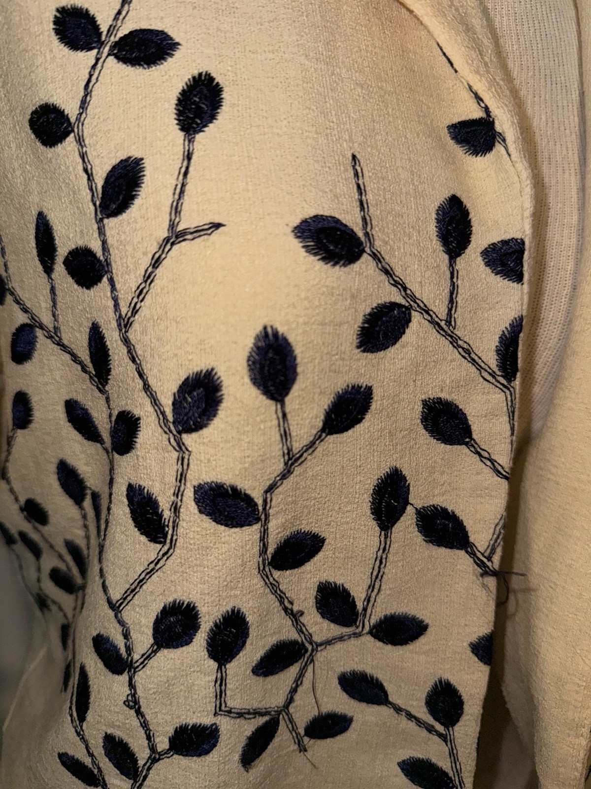 VTG allison-che Creamy Yellow with Black Embroidered Short Sleeve Blazer size12
