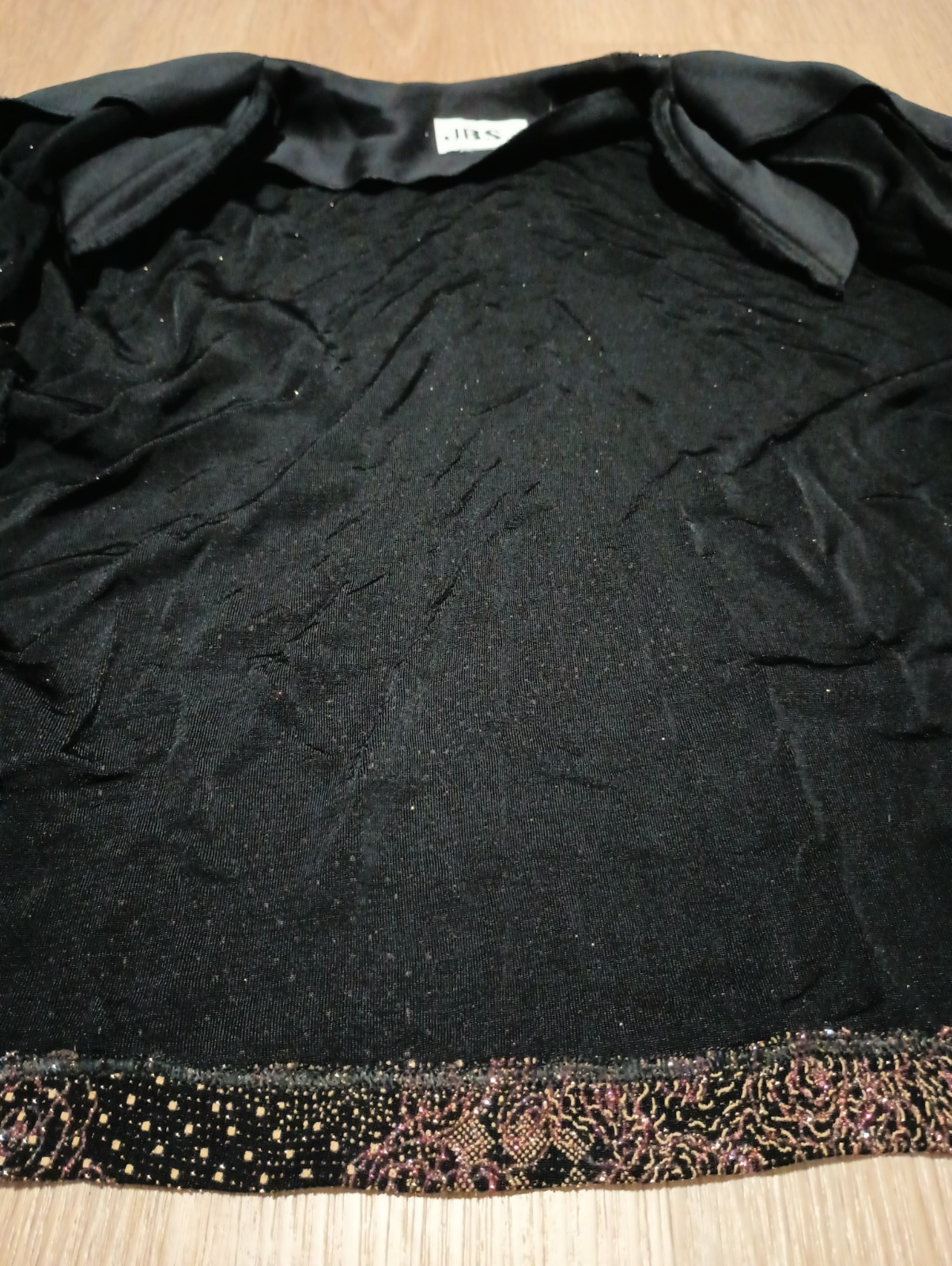 Vtg 80s J.B.S. LTD. Stretchy Metallic Jeweled Sparkly Color Open Front Jacket S