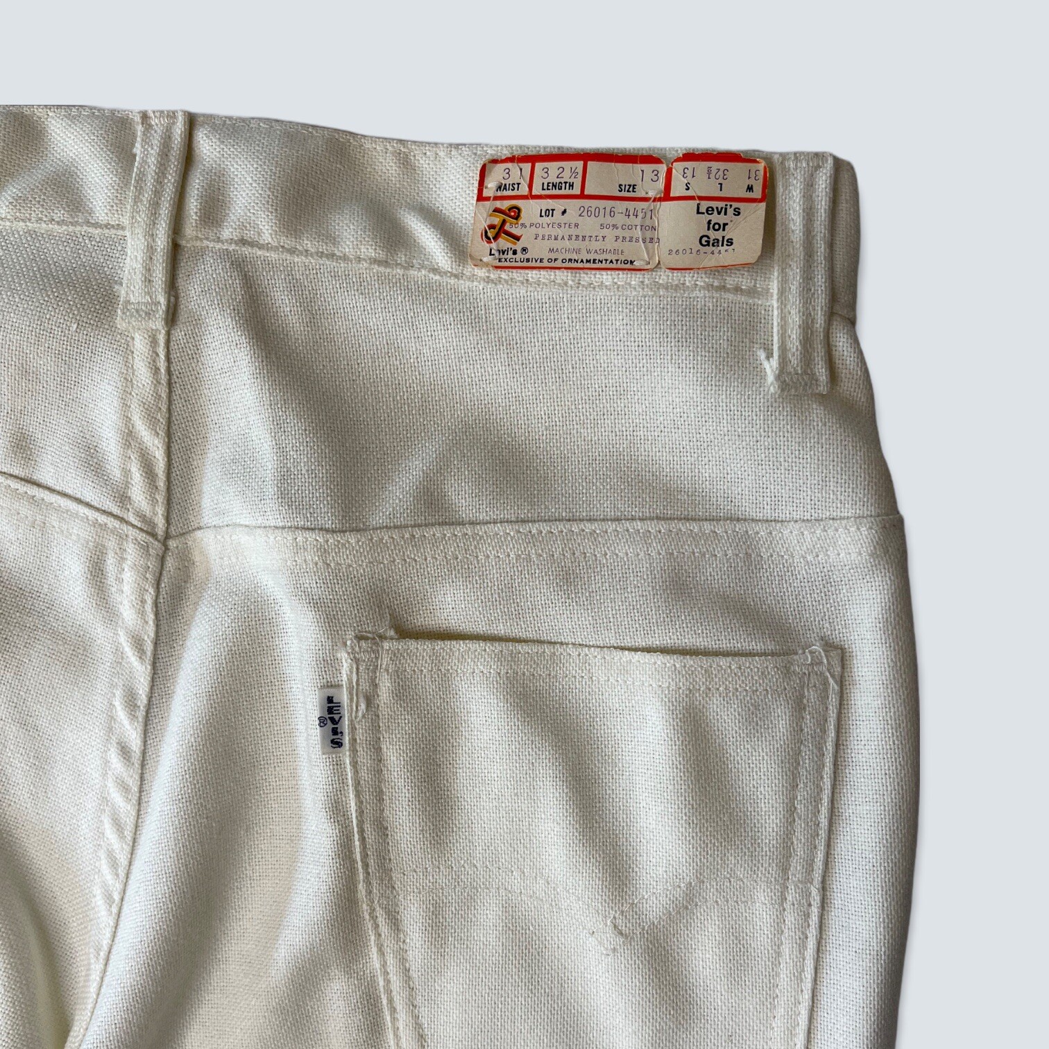 BIG E Vintage Levi 60s 70s pant jean disco for GALS white 29 X 32 1970s