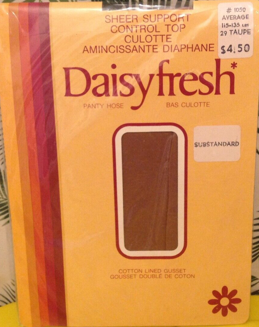 Vintage Pantyhose Daisy Fresh Sheer Support Color Taupe Size Average BRG01