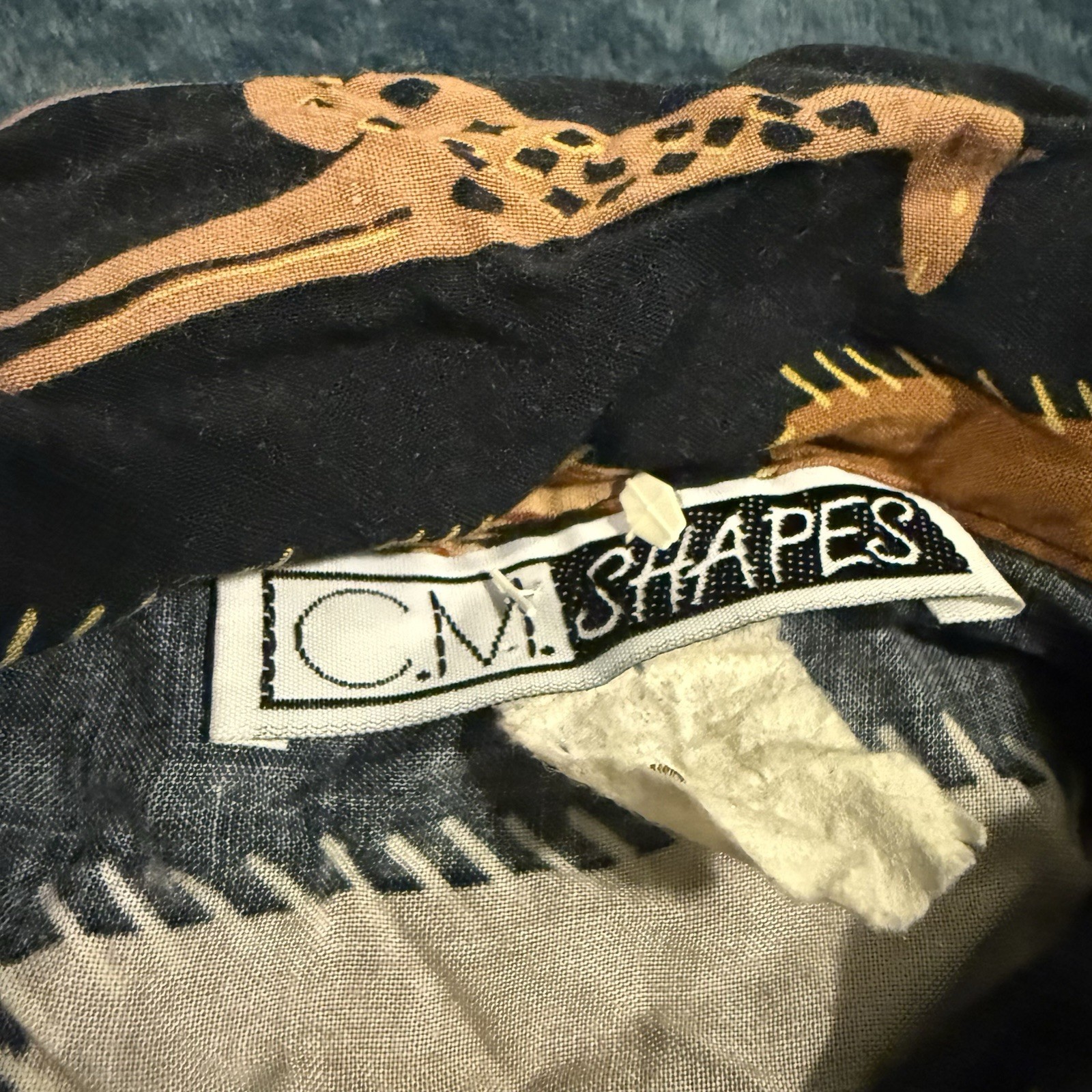 Vintage C.M. Shapes Animal Print Patchwork Giraffe Leopard Button Up Shirt