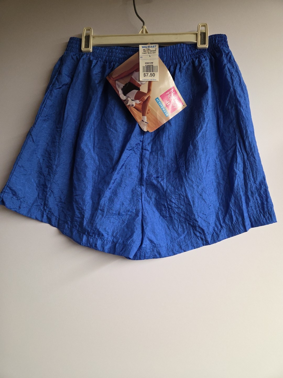 Vintage 90s Hanes Her Way Deadstock NOS Large Blue Activewear Shorts 100% Nylon