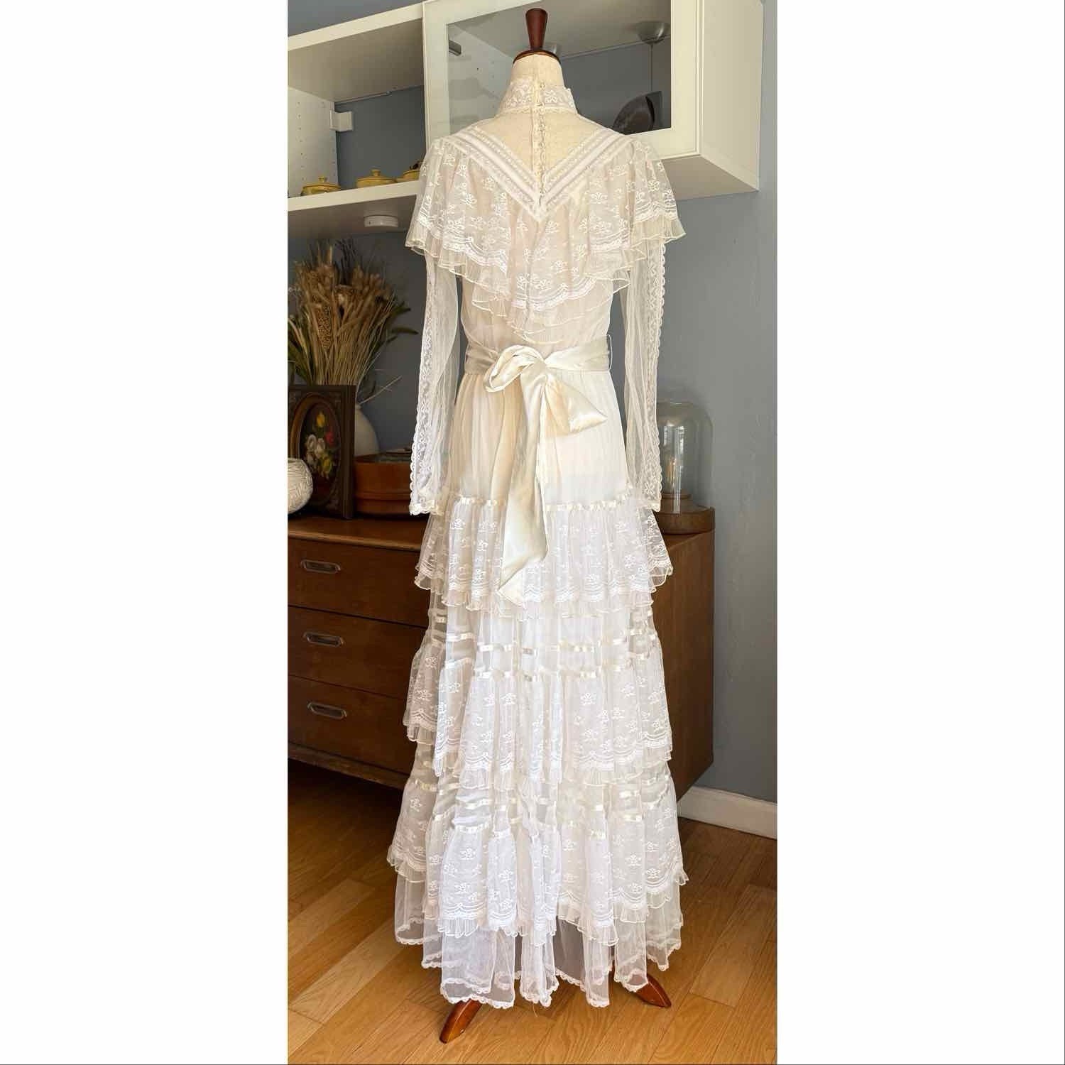 Vtg 80s Gunne Sax Romantic Renaissance Bridal Collection Prairie Lace Sz 9