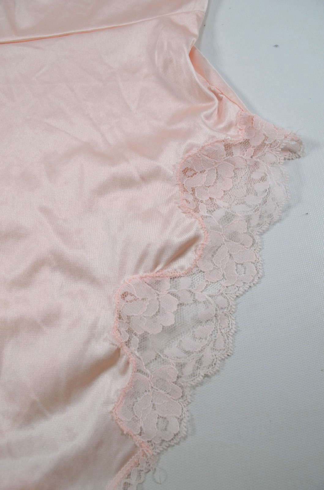 Vintage Teddy Pink Lace Ruffle Sheer Antron III Nylon One Piece Lingerie Size M