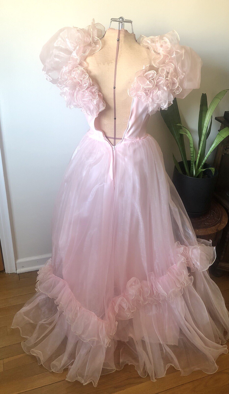 Vintage 80’s Cotton Candy Pink Organza Dress, XS