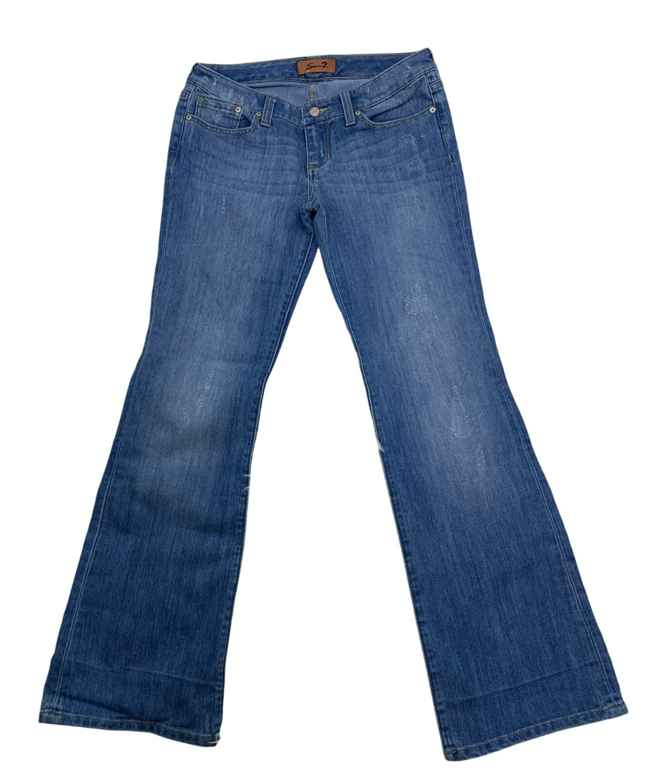 Vtg Lo-Rise Seven7 Bootcut Jeans Size 28 Blue Denim Cotton Blend Y2K 90s Flare