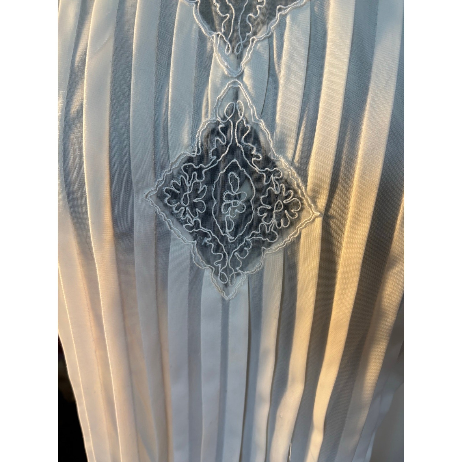 50s Ivory Nylon Blouse Sheer Pintucks Embroidered Lingerie Glam 42 Bust