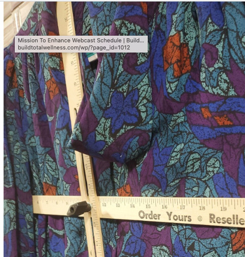 Y2K Pykettes Womens L Blouse Covered Buttons Blue Floral cowl neck long slee VTG