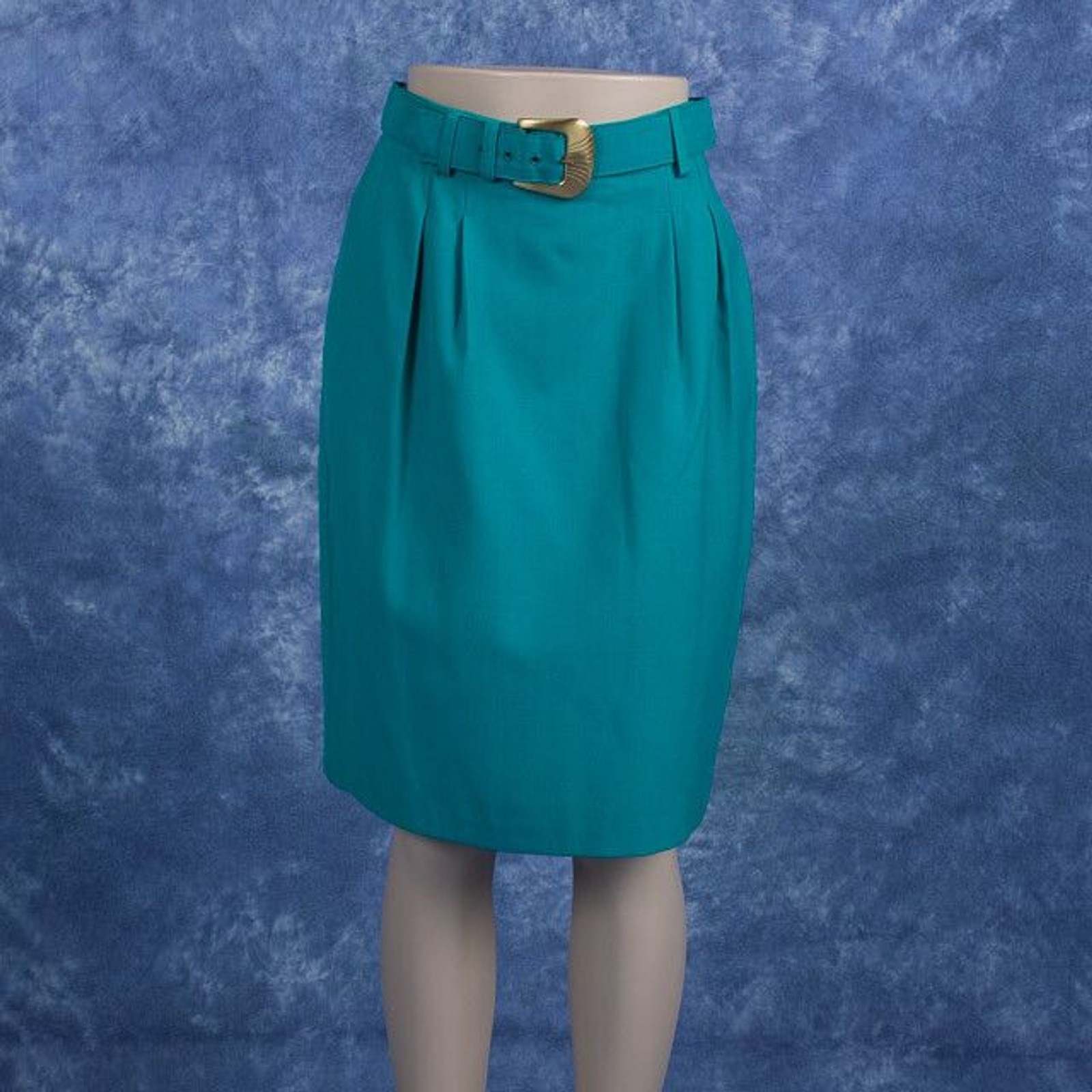 Fundamental Things Vintage Teal Skirt 12P Petite Lined Career Workwear 80s Penci