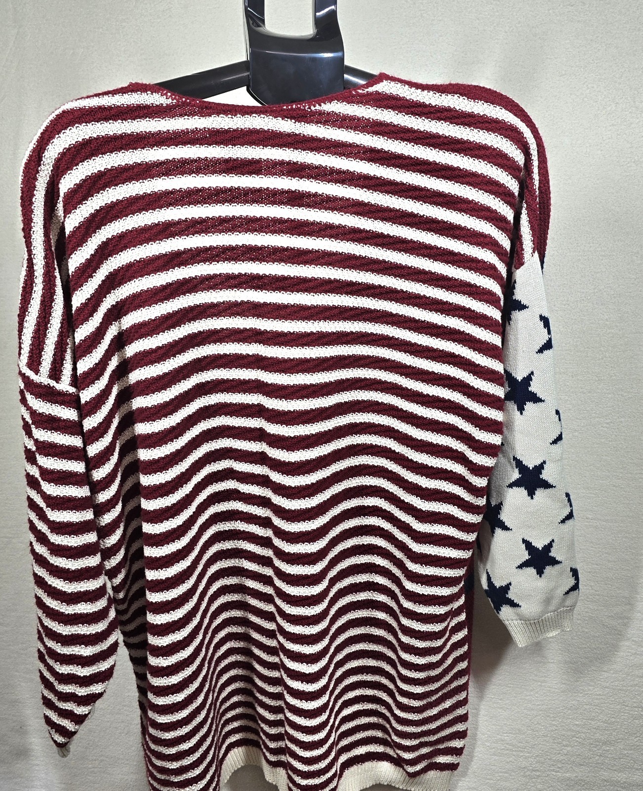 Vintage American Flag Novelty Cotton Chunky Knit Cardigan Women’s Plus 22/24 3X