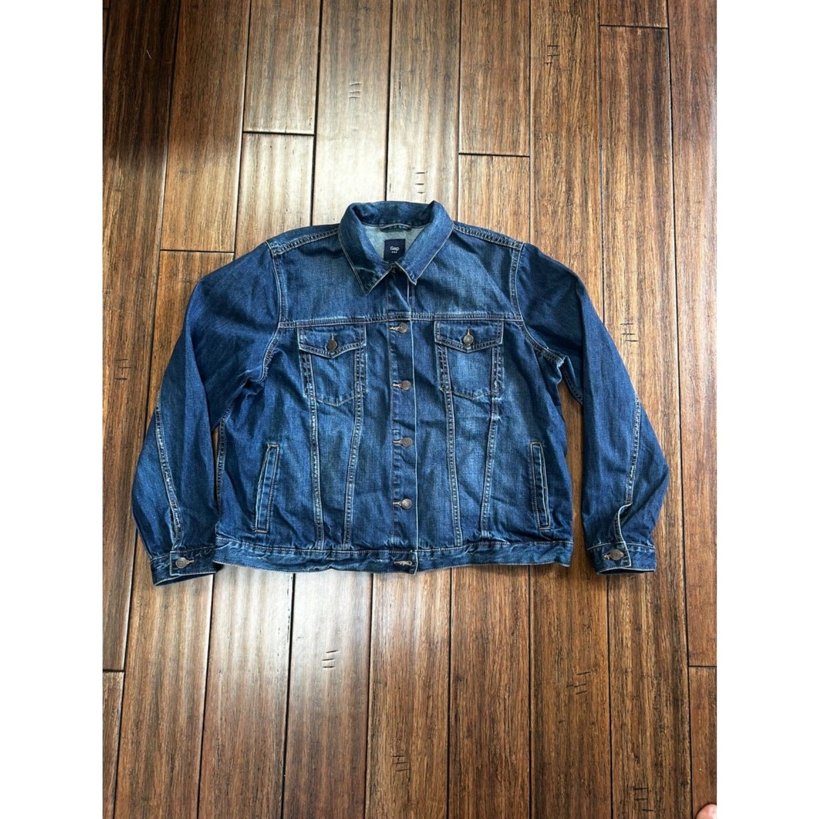 GAP Denim Jacket Large Dark Wash Trucker Jean Jacket 100% Cotton XXL