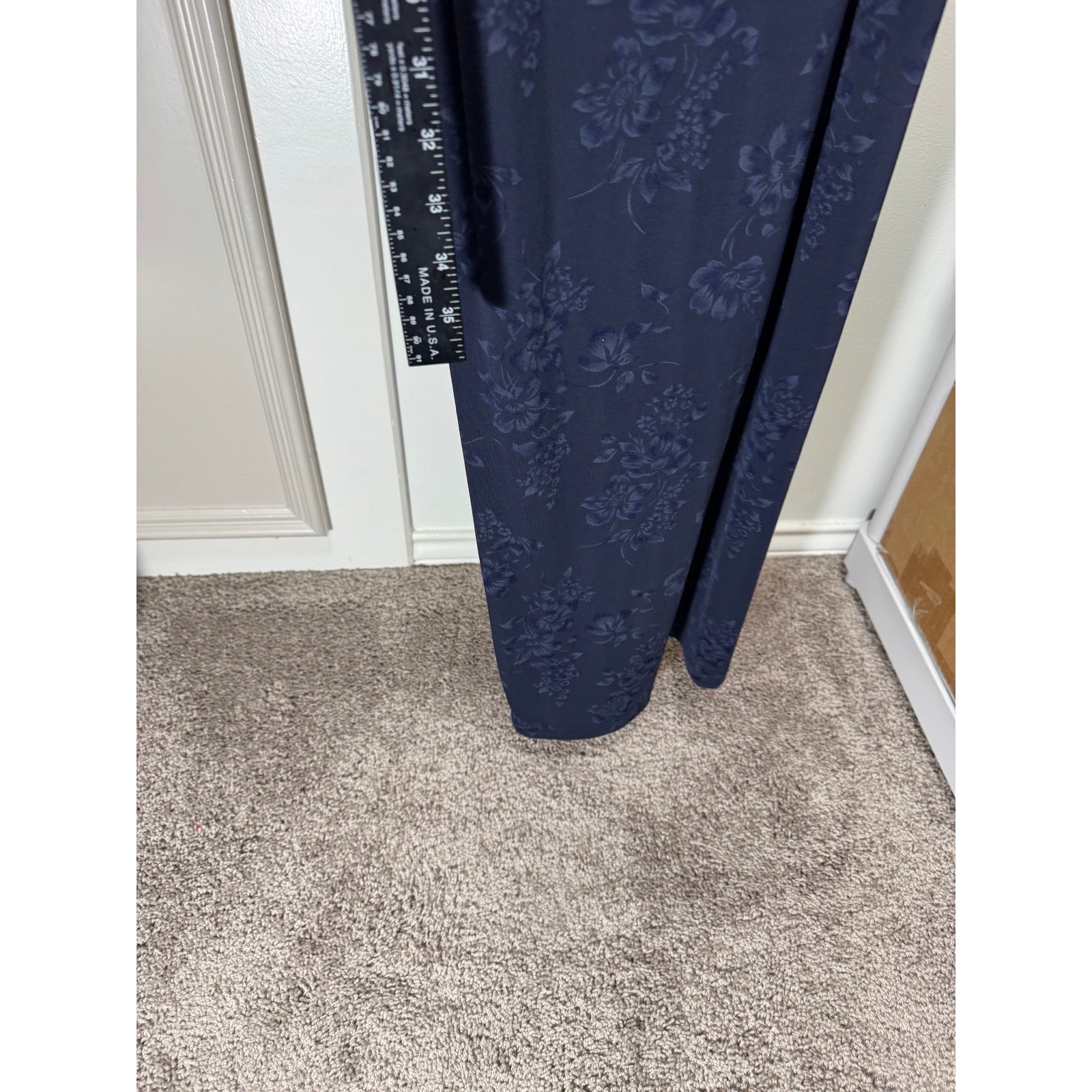All That Jazz Maxi Dress Women Medium Navy Floral Cowl Neck 90s Vintage