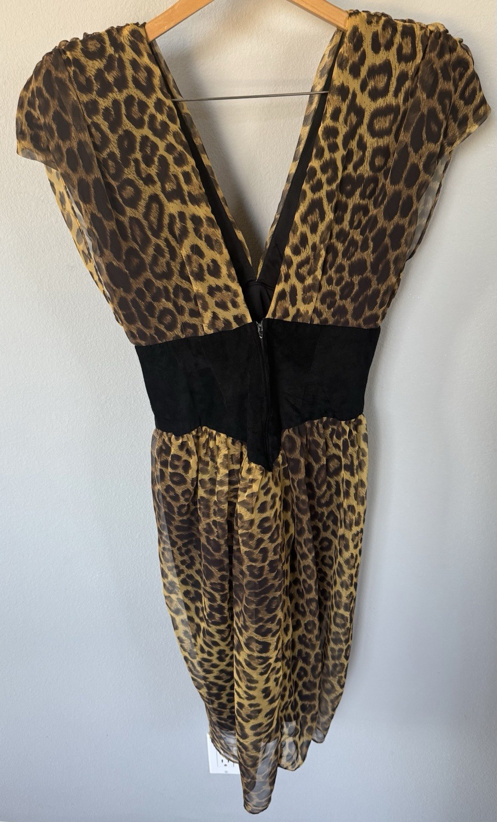 Vintage 80 Climax Karen Okada for David Howard Dress 13/14 Leopard Chiffon Suede