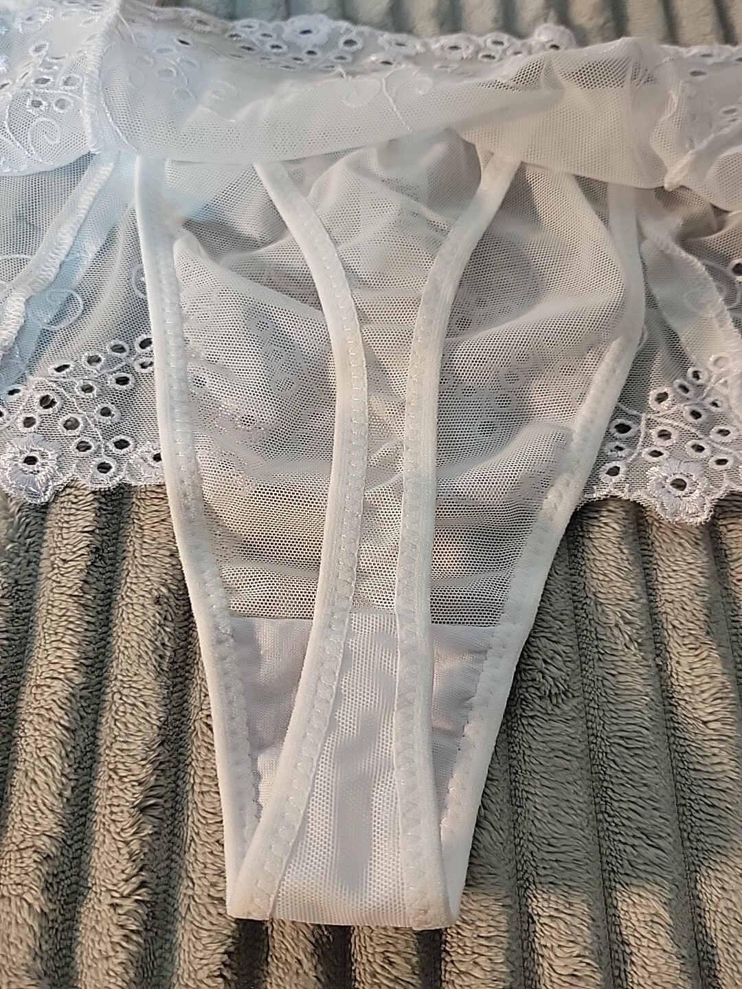 Vtg 🔥 Small Delicates Lace Nylon Mesh See Through Skirted Thong JCPenney Bows