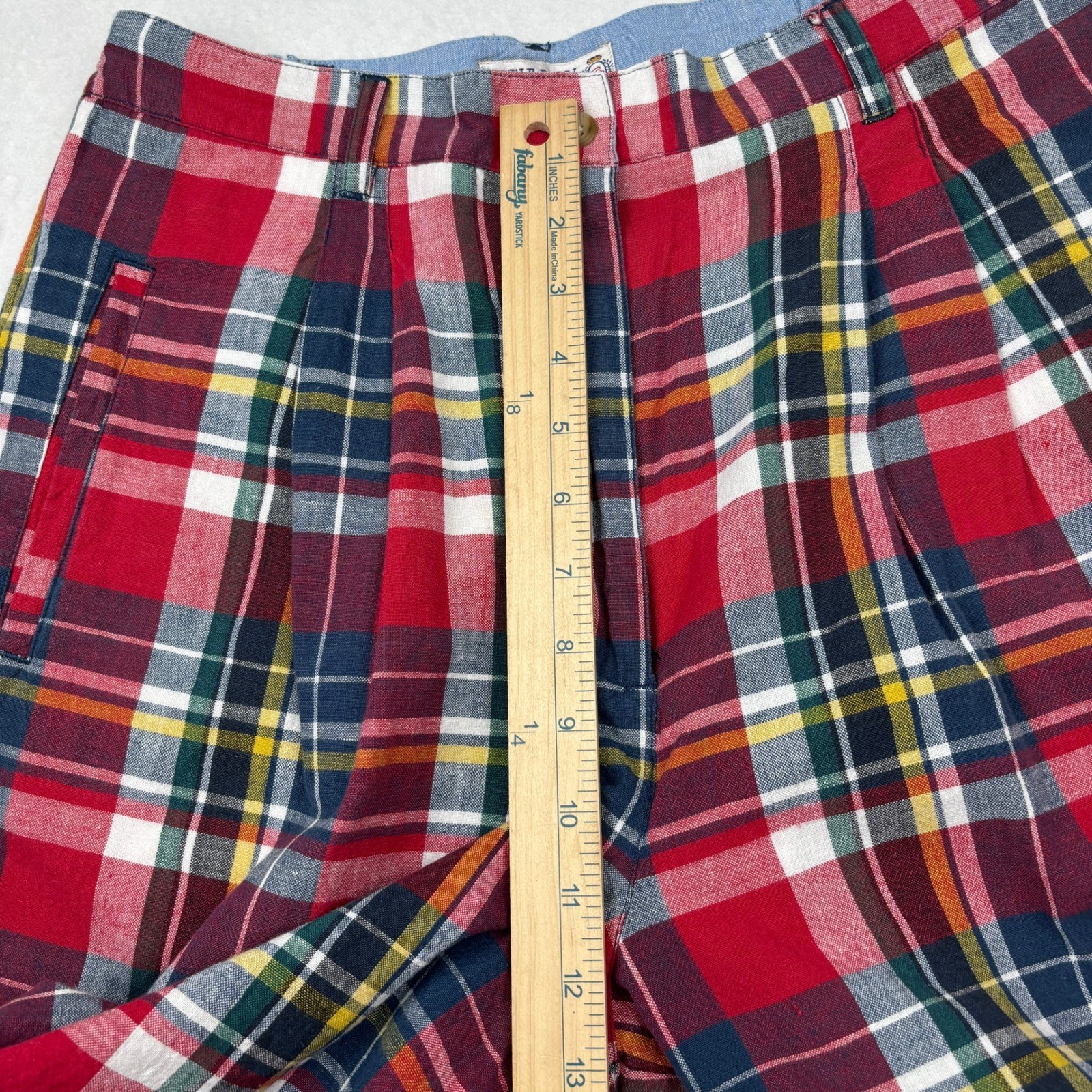 Bugle Boy Shorts Womens 10 Plaid Pleated High Rise Vintage