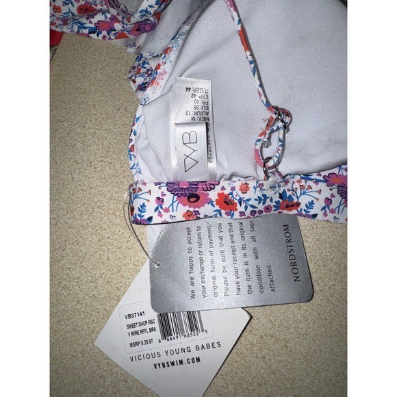 VYB Vicious Young Babes Sweet Shop Floral Ruffle Bikini Top Medium NWT