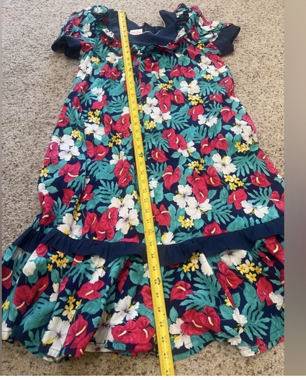 Vintage Tropicana Hawaii Muumuu Ruffle Lounge Dress prairie peasant floral