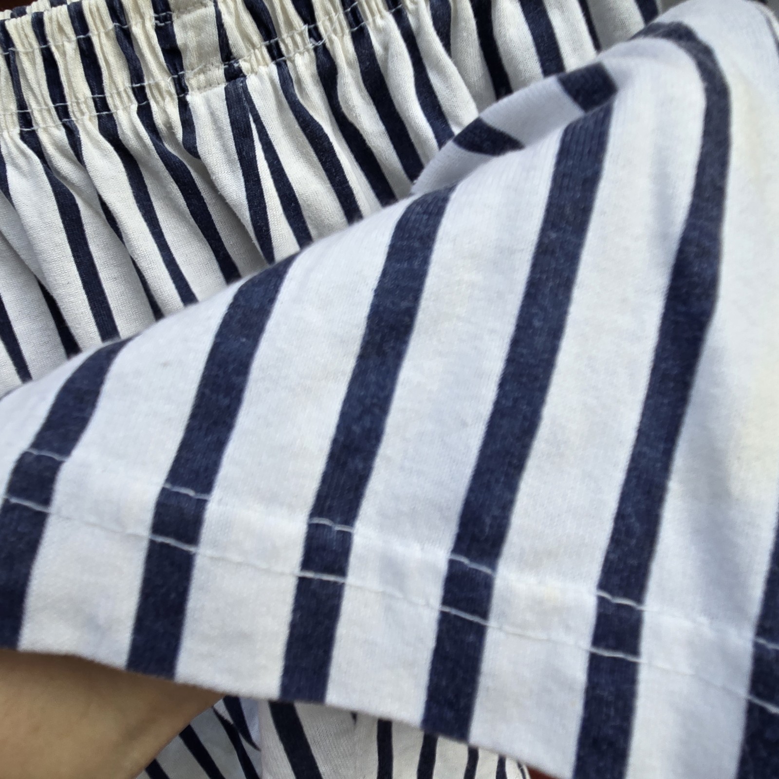 Vintage 90s Womens Cotton Shorts Elastic Waist Pinstripe Baseball Star MEDIUM