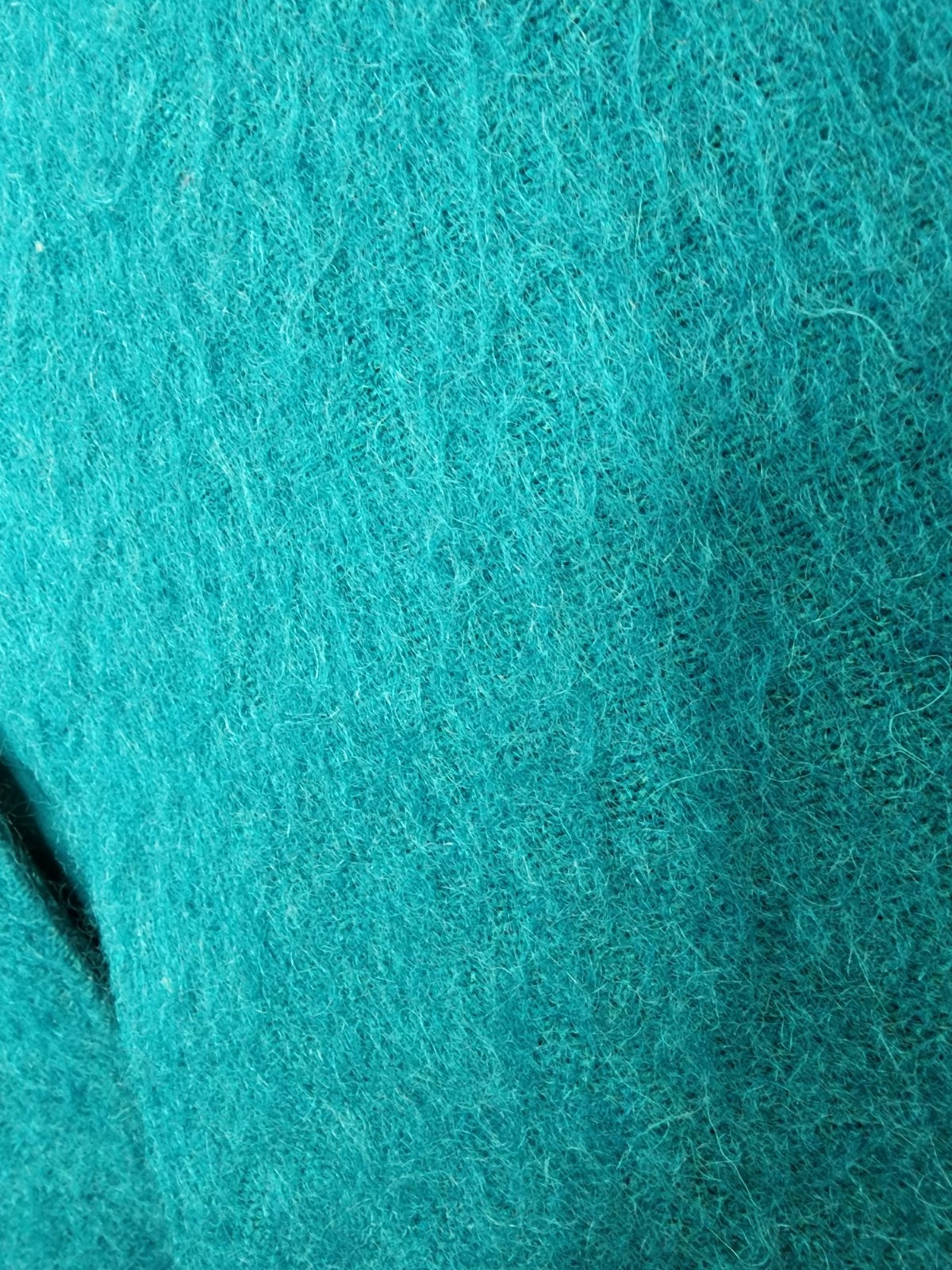 Vintage Lombardi Inc. Womens Mohair Blazer Jacket Open Front Teal Blue Sz 10