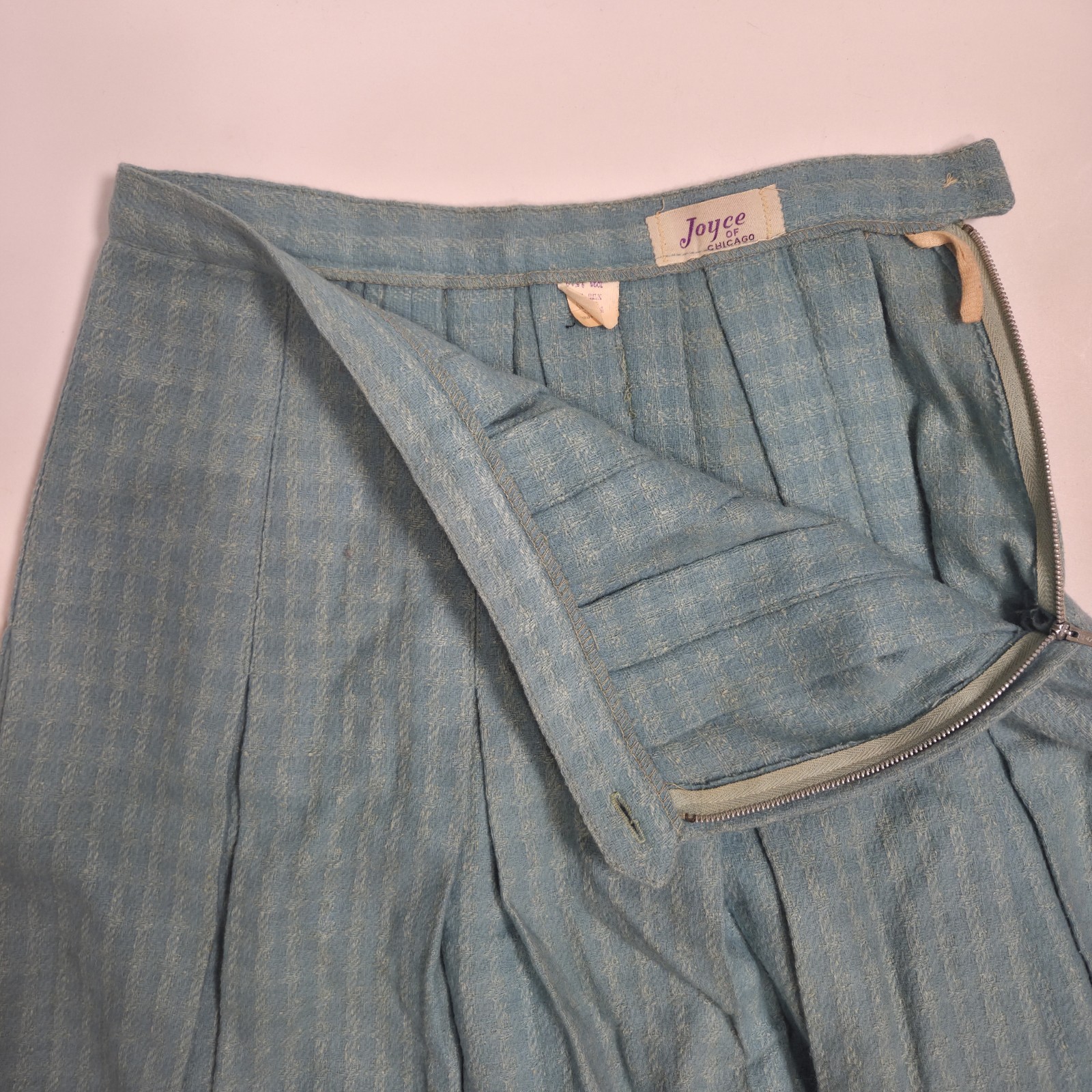 True Vintage Mid Century Joyce Of Chicago Silk Wool Plaid Skirt Heritage 14 Blue