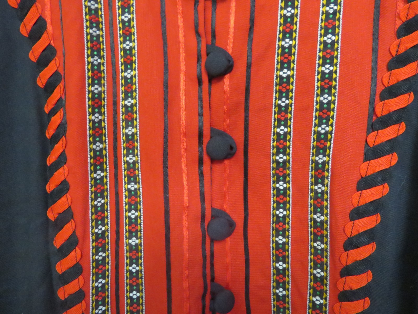 Folk Dress 70s Boho Black Floral Embroidered Long Leg Of Mutton Sleeve Sm/Md LNC