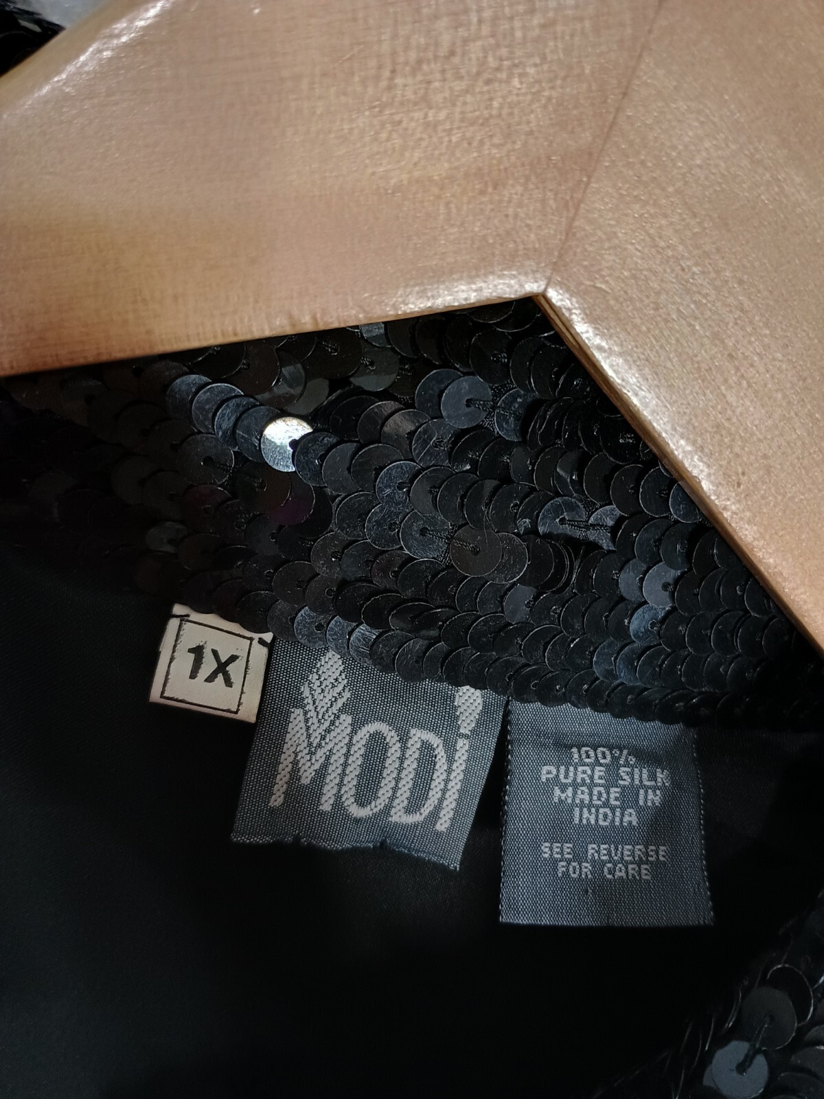 Vintage 90’s Modi Sequin Jacket Clock 100% Silk 1X