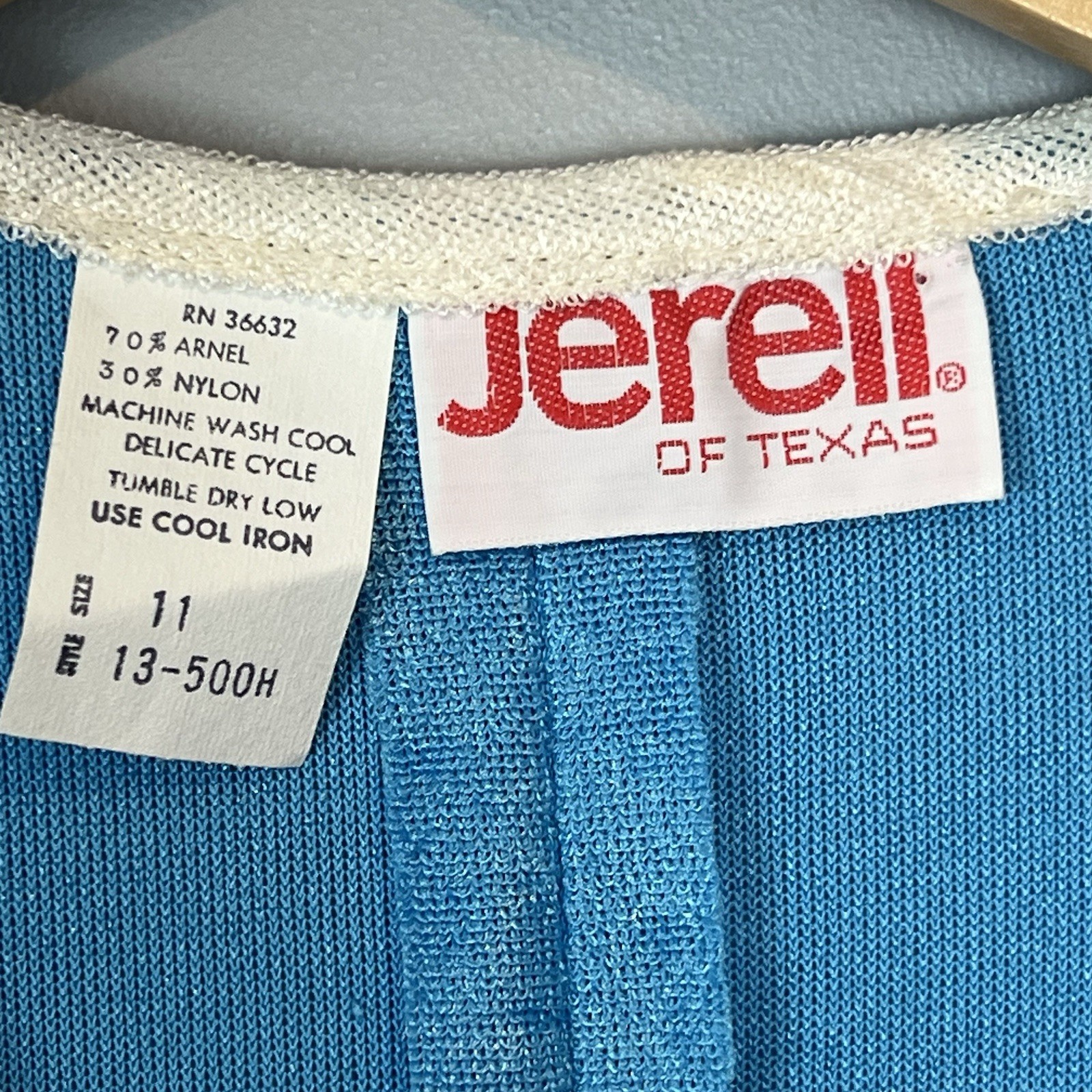 Vtg 70s Jerell of Texas Blue Terry Dress Juniors Size 11 Medium NWT NOS