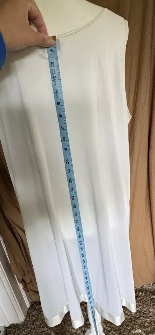 Vtg Vanity Fair Slip Dress Nightgown Ivory Sz L Style 30-107 Satin Elegant