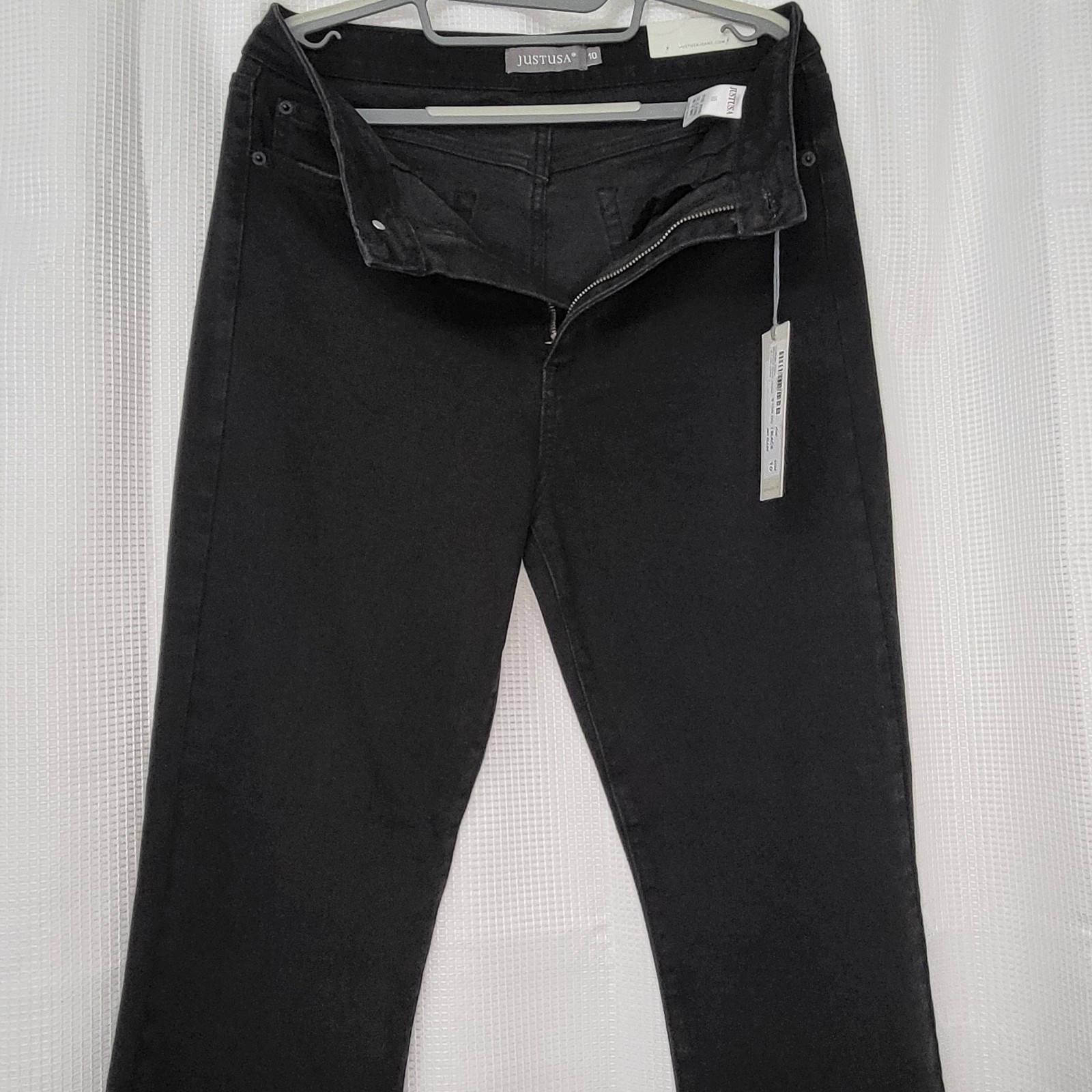 JUST USA Vintage 90s Style Y2K Denim Skinny Flare Jeans Mid Rise Washed Black 10