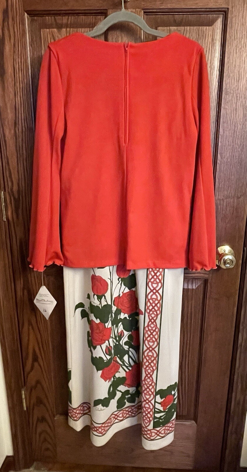 NWT Miss Shaheen Hawaii Cali 2 Pc Skirt Set Outfit Orange Floral Print Size 14