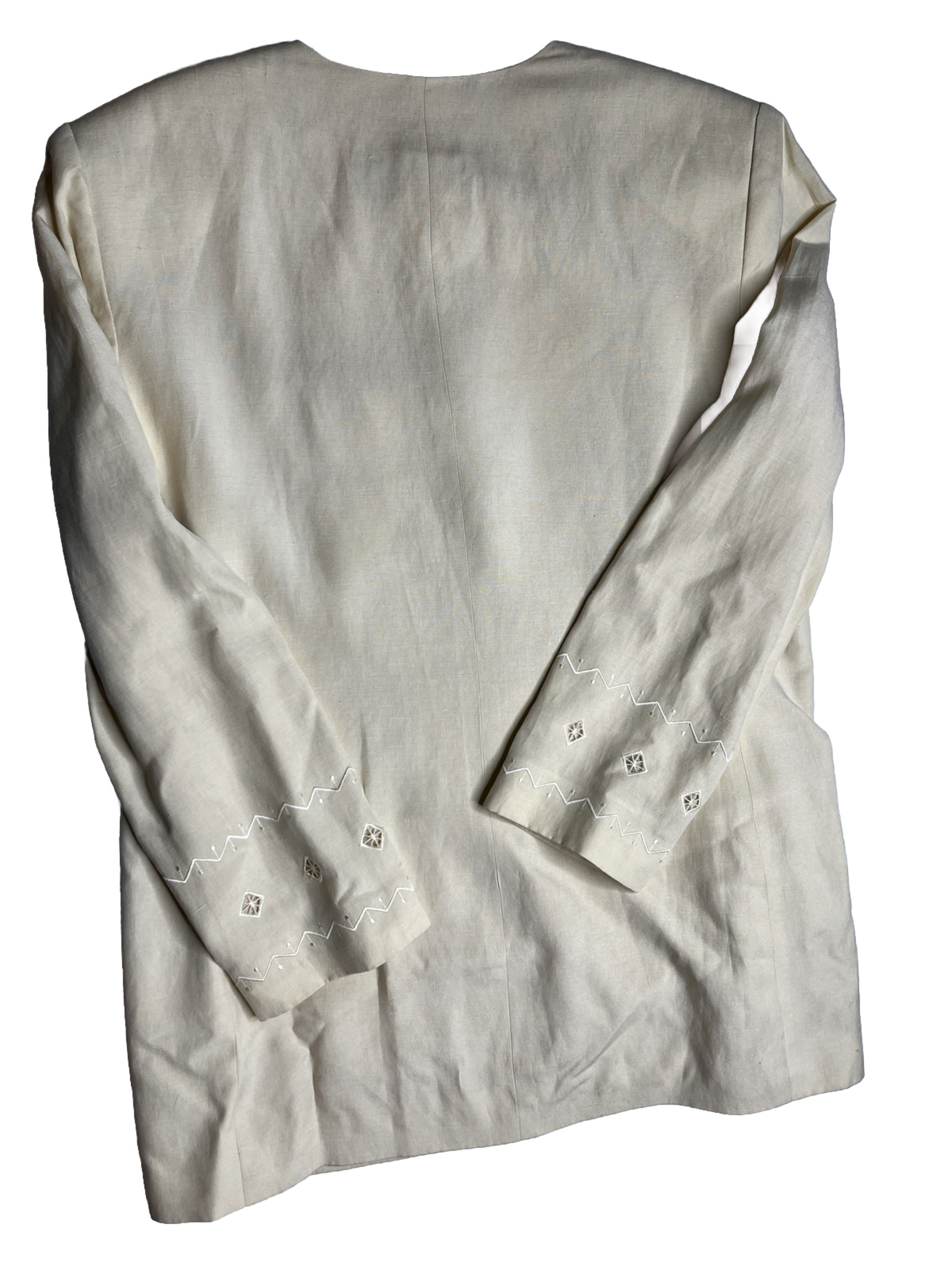 YL By Yair Women’s Cream Blazer Skirt Set W/ Stitching Padded Shoulders Size 12