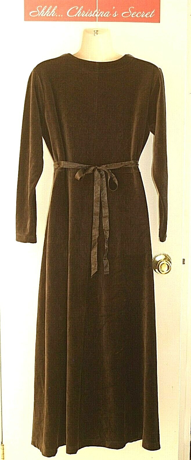 VINTAGE LL BEAN Dress Velvet Black Cotton Blend Long Sleeves Stretch Sz XS *VG++