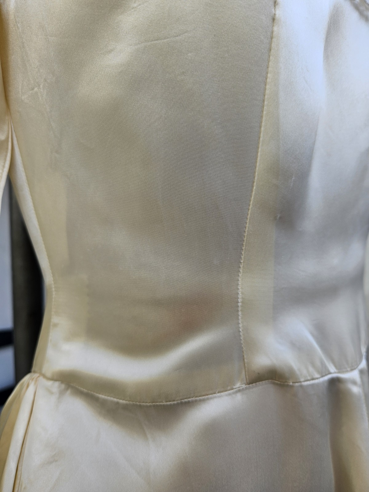 Vintage Classic 1940s-1950s Silky Satin Long Sleeve Wedding Dress W/train Lace 8